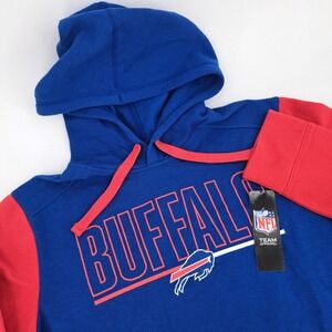Logo Athletic Buffalo Bills Hoodie Mens M Blue Red Colorblock NFL Fleece NEW